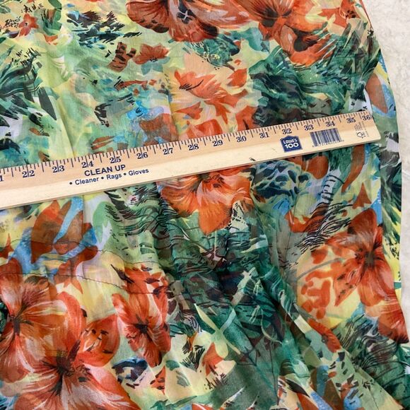 Sunflower simi sheer blouse top cover Women’s OS Chiffon Floral drawstring waist - Picture 8 of 10